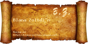 Blana Zoltán névjegykártya